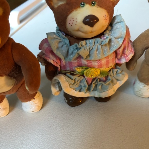 Vintage Furskin Bears Lot of 3 Flocked Bears 1980s, 4” - Picture 12 of 13